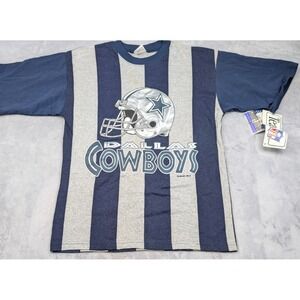 VTG 90's Competitor Shirt Boys XL Blue Gray Striped Dallas Cowboys Football NWT‎